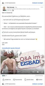 Alan Herweg der Mental Health Coach Q&amp;A im Eisbad! Bild